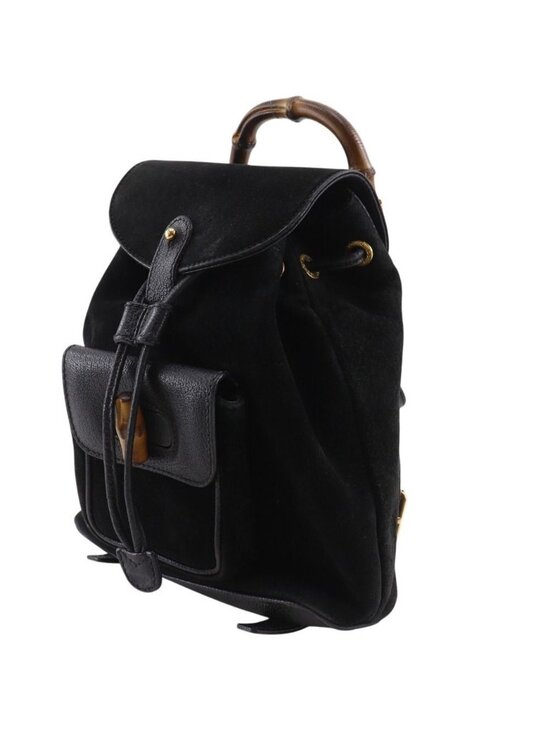 Gucci Bamboo Vintage Suede Black Backpack main image 8